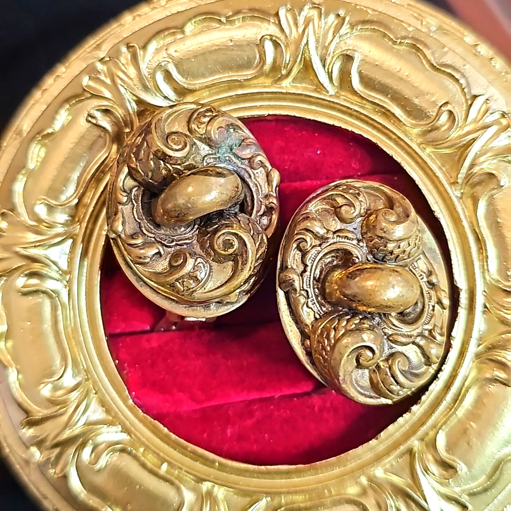 Art Nouveau Brass Clip On Earrings